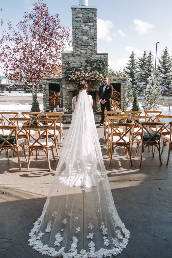 outdoor wedding ceremony in winter