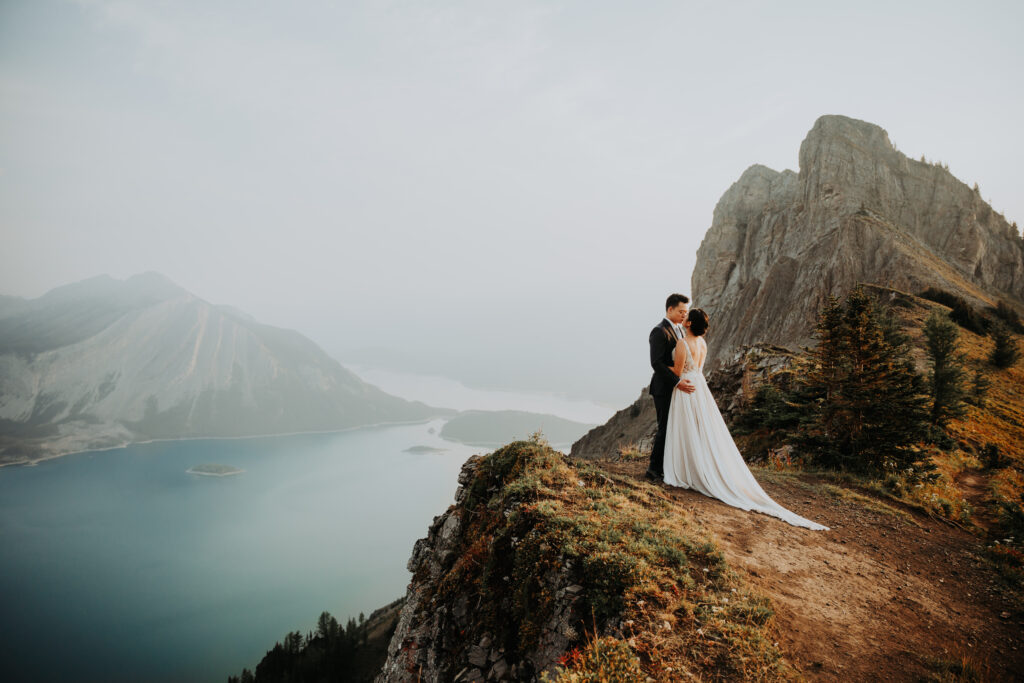 kananaskis elopement ceremony on mountaintop